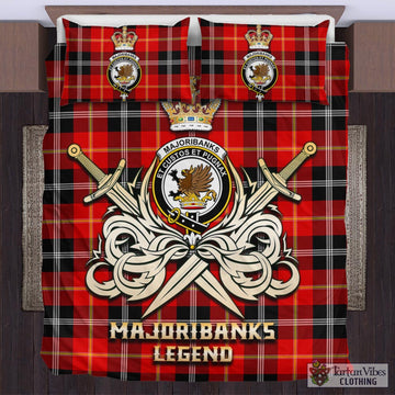 Tartan Vibes Clothing Majoribanks Tartan Bedding Set with Clan Crest and the Golden Sword of Courageous Legacy