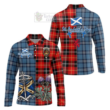 Majoribanks Tartan Long Sleeve Polo Shirt Happy St. Andrew's Day Half Tartan Style Unisex - Tartan Vibes Clothing