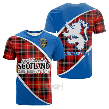 Majoribanks Family Crest Tartan Cotton T-shirt Celebrate Saint Andrew's Day in Style