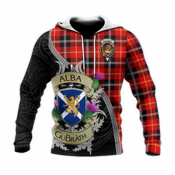 Majoribanks Tartan Family Crest Knitted Hoodie Lion Rampant Royal Thistle Shield Celtic Inspired Unisex Knitted Pullover Hoodie - Tartan Vibes Clothing