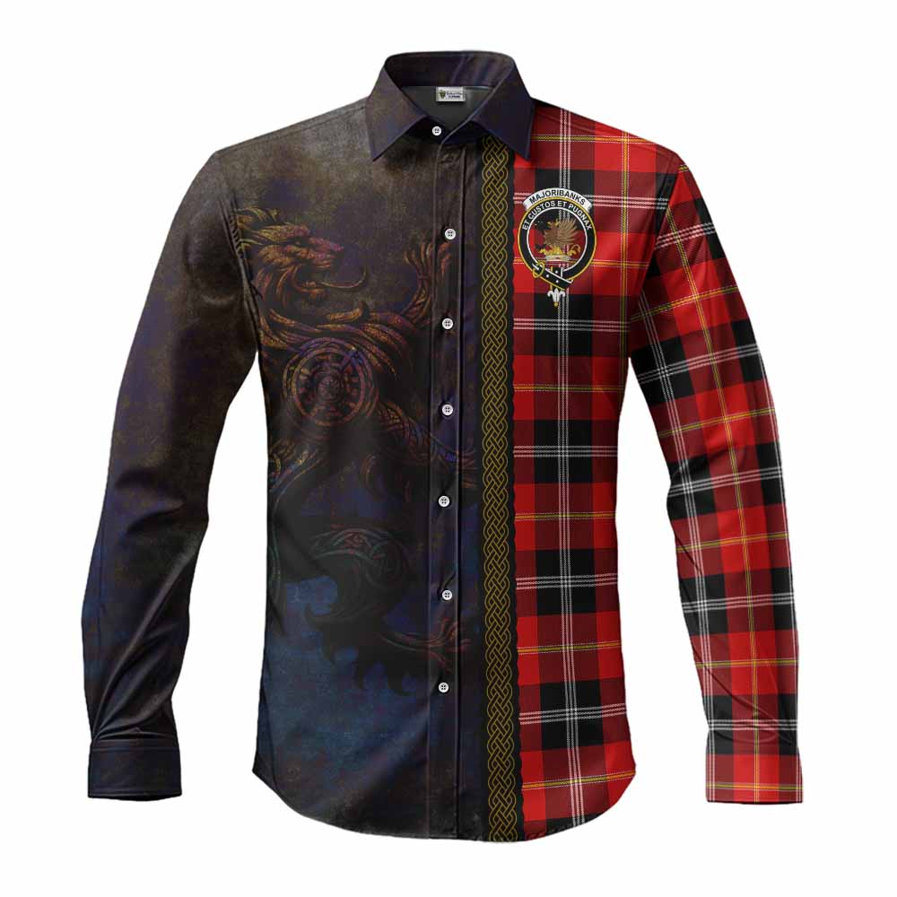 Majoribanks Tartan Family Crest Long Sleeve Button Shirt Alba Gu Brath Be Brave Lion Ancient Style Men's Shirt S - Tartan Vibes Clothing