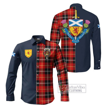 Majoribanks Tartan Long Sleeve Button Shirt Alba with Scottish Lion Royal Arm Half Style Men's Shirt S - Tartan Vibes Clothing