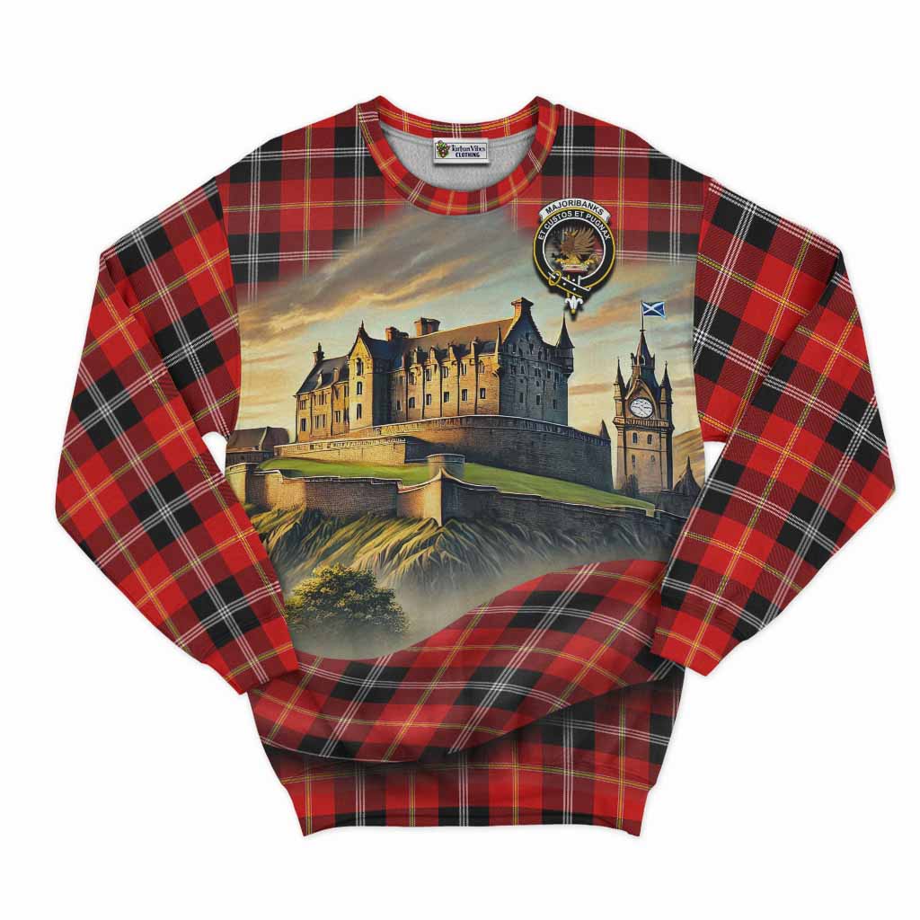 Majoribanks Tartan Family Crest Sweatshirt with Scottish Ancient Castle Style Unisex - Tartan Vibes Clothing