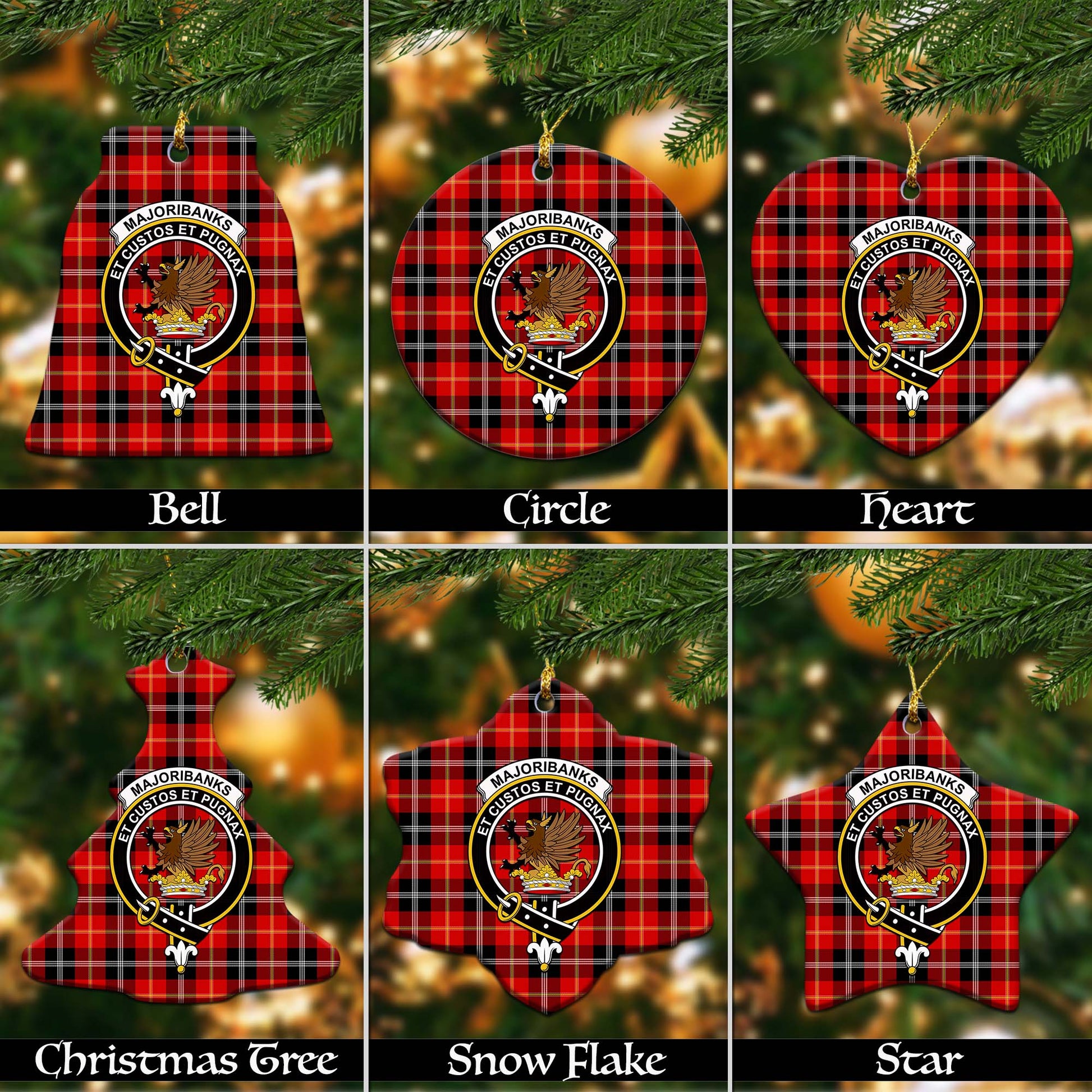 Majoribanks Tartan Christmas Ceramic Ornaments with Family Crest Ceramic - Tartan Vibes Clothing