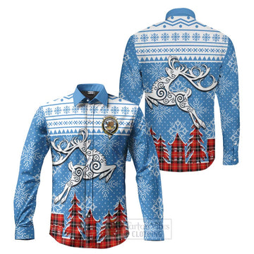 Majoribanks Clan Christmas Long Sleeve Button Shirt Celtic Reindeer Style Men's Shirt S - Tartan Vibes Clothing