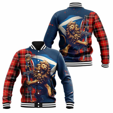 Majoribanks Tartan Family Crest Baseball Jacket with Scottish Majestic Lion Unisex - Tartan Vibes Clothing