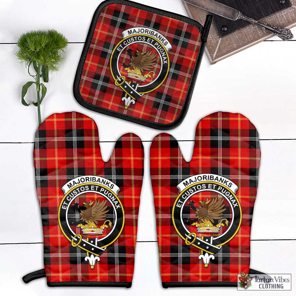 Majoribanks Tartan Combo Oven Mitt & Pot-Holder with Family Crest Black - Tartan Vibes Clothing