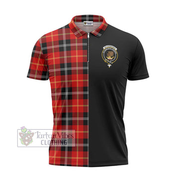 Majoribanks Tartan Zipper Polo Shirt with Family Crest and Half Of Me Style - Tartan Vibes Clothing
