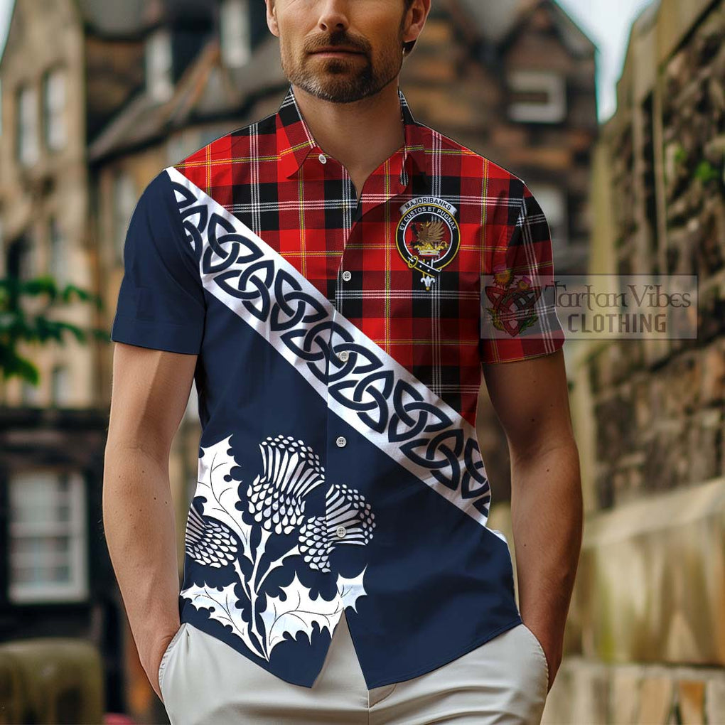 Majoribanks Tartan Hawaiian Shirt Featuring Thistle and Scotland Map - Tartan Vibes Clothing