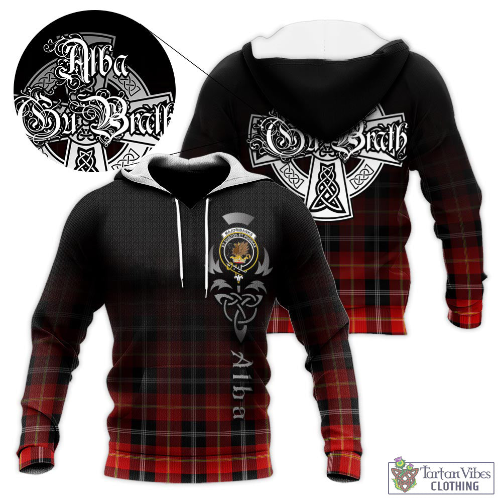 Tartan Vibes Clothing Majoribanks Tartan Knitted Hoodie Featuring Alba Gu Brath Family Crest Celtic Inspired