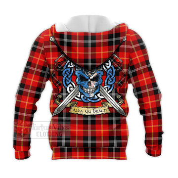 Majoribanks Tartan Knitted Hoodie with Family Crest Celtic Skull Style - Tartan Vibes Clothing