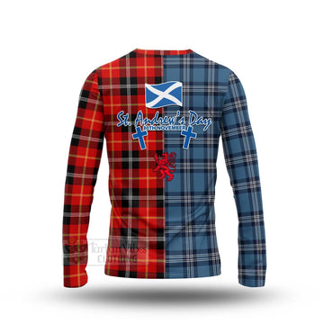 Majoribanks Tartan Long Sleeve T-Shirt Happy St. Andrew's Day Half Tartan Style - Tartan Vibes Clothing
