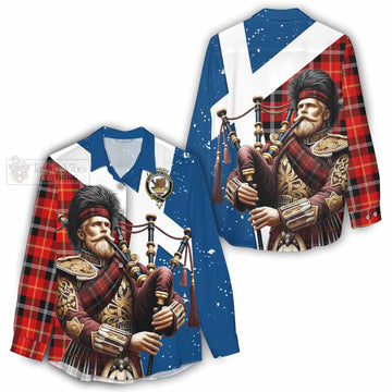 Majoribanks Tartan Women's Casual Shirt with Family Crest Scottish Bagpiper Vibes - Tartan Vibes Clothing