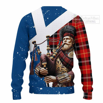 Majoribanks Tartan Knitted Sweater with Family Crest Scottish Bagpiper Vibes - Tartan Vibes Clothing
