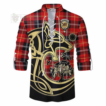Majoribanks Tartan Ghillie Kilt Shirt with Family Crest Celtic Wolf Style - Tartan Vibes Clothing