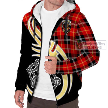 Majoribanks Tartan Sherpa Hoodie with Family Crest and Celtic Symbol Style - Tartan Vibes Clothing