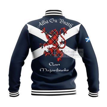 Majoribanks Tartan Lion Rampant Baseball Jacket Proudly Display Your Heritage with Alba Gu Brath and Clan Name - Tartan Vibes Clothing