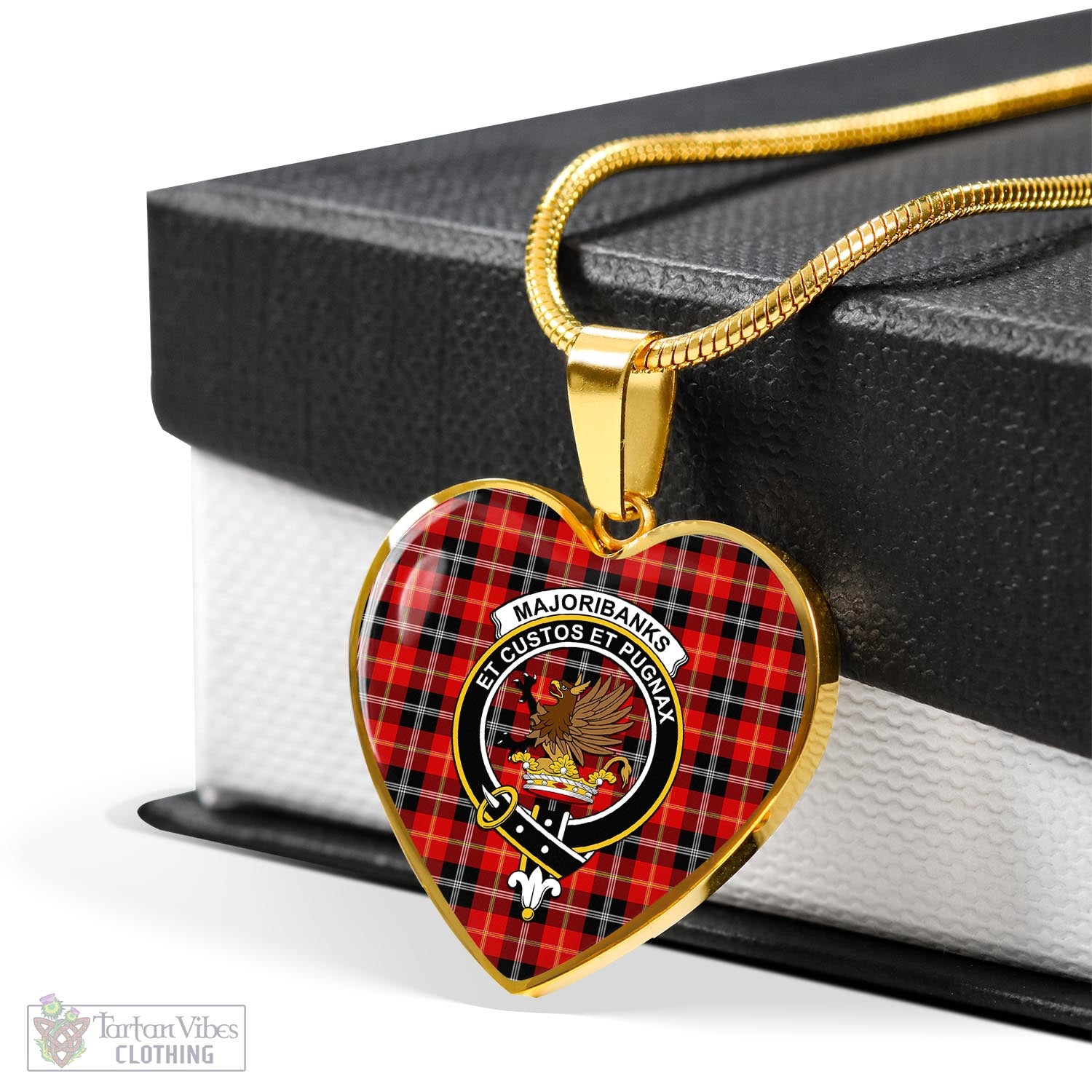 Majoribanks Tartan Heart Necklace with Family Crest - Tartan Vibes Clothing