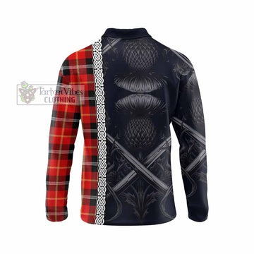 Majoribanks Tartan Long Sleeve Polo Shirt with Family Crest Cross Sword Thistle Celtic Vibes - Tartan Vibes Clothing