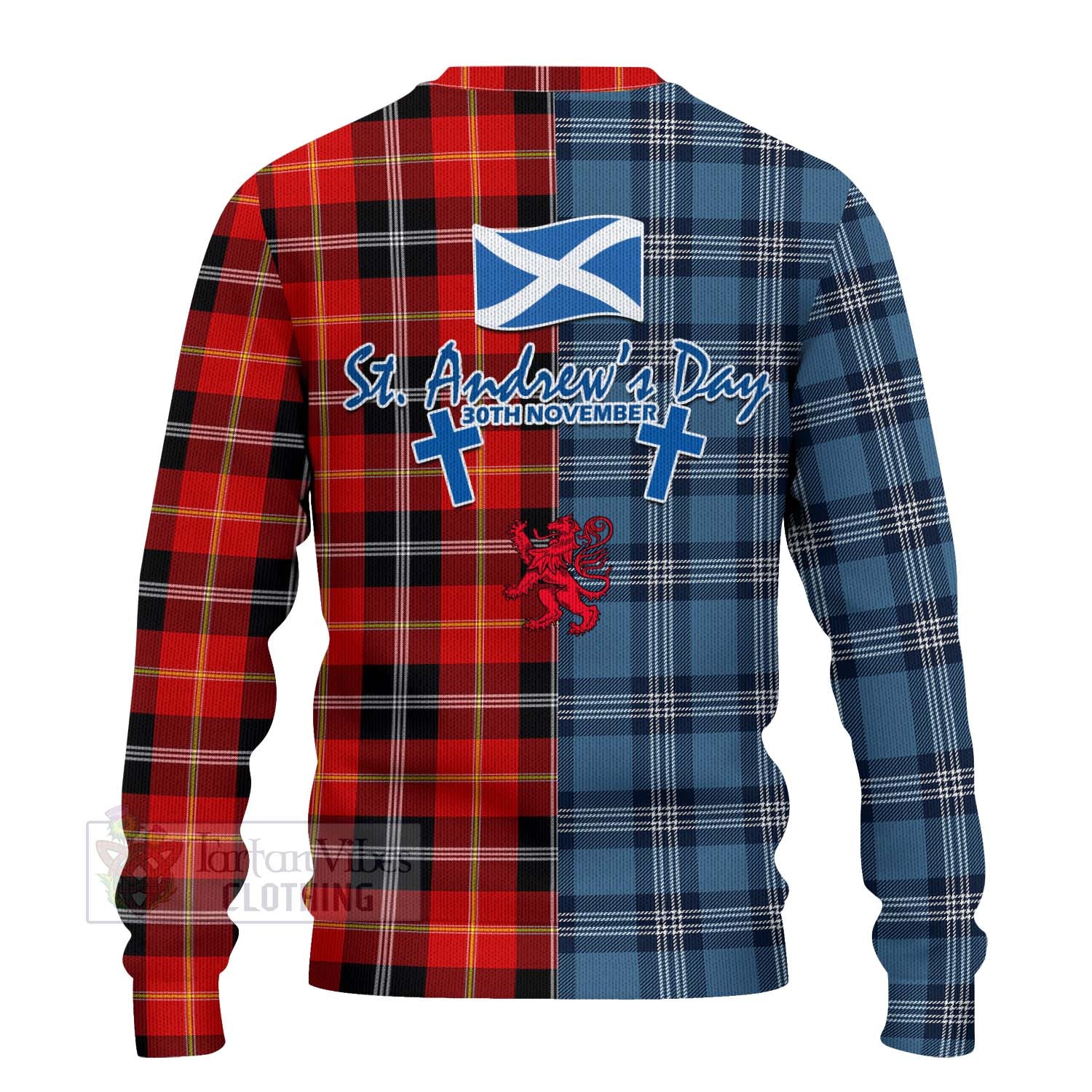 Majoribanks Tartan Knitted Sweater Happy St. Andrew's Day Half Tartan Style - Tartan Vibes Clothing