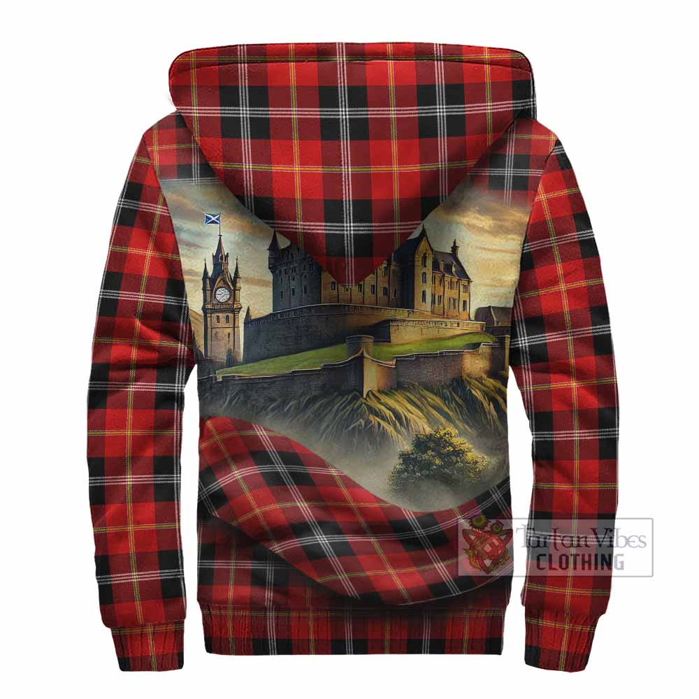 Majoribanks Tartan Family Crest Sherpa Hoodie with Scottish Ancient Castle Style - Tartan Vibes Clothing