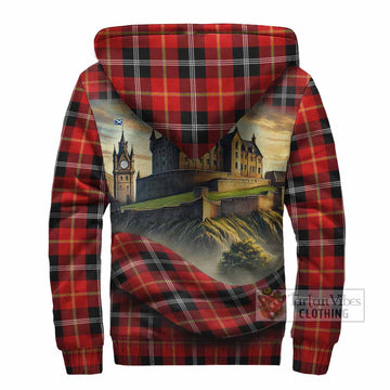 Majoribanks Tartan Family Crest Sherpa Hoodie with Scottish Ancient Castle Style - Tartan Vibes Clothing