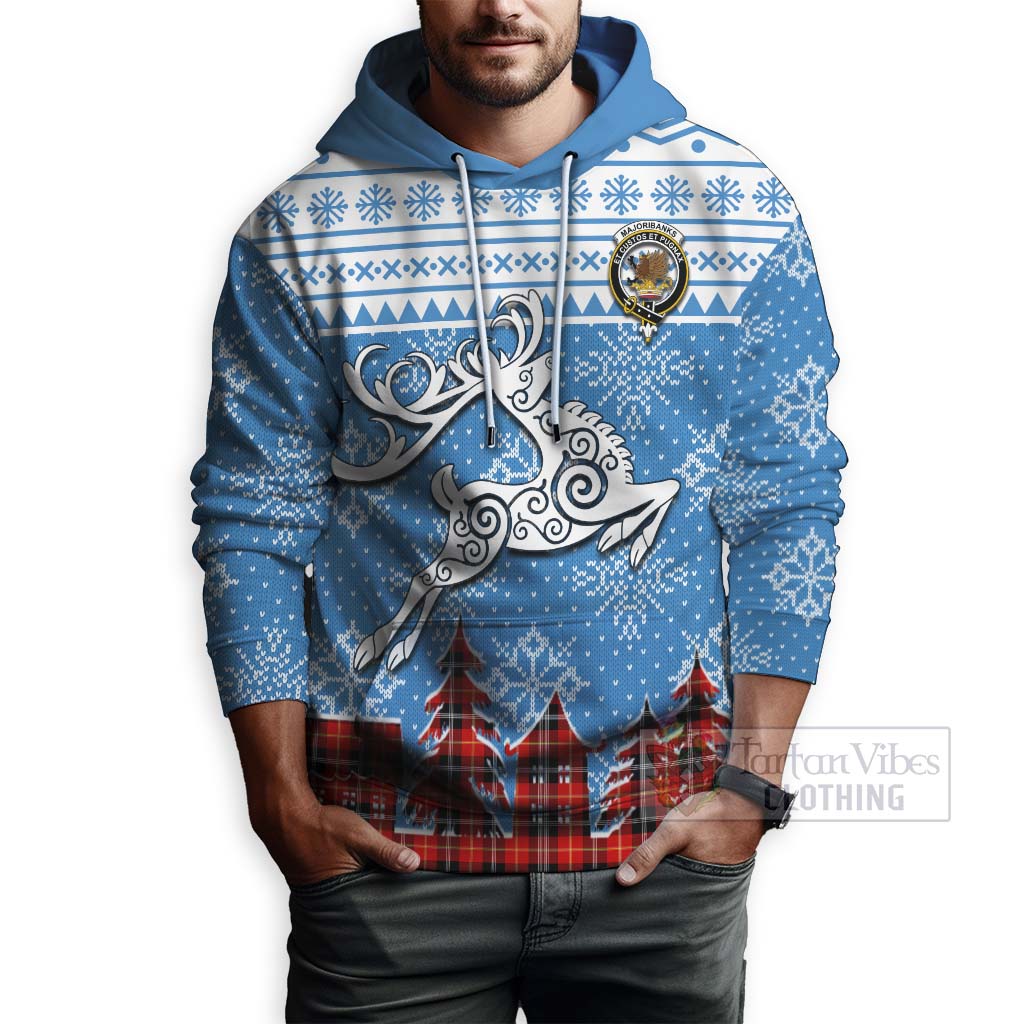 Majoribanks Clan Christmas Hoodie Celtic Reindeer Style - Tartan Vibes Clothing