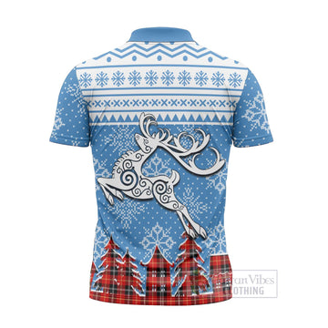 Majoribanks Clan Christmas Zipper Polo Shirt Celtic Reindeer Style - Tartan Vibes Clothing