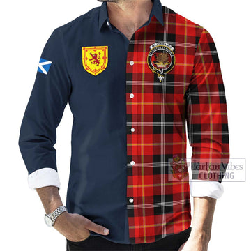 Majoribanks Tartan Long Sleeve Button Shirt Alba with Scottish Lion Royal Arm Half Style Men's Shirt - Tartan Vibes Clothing
