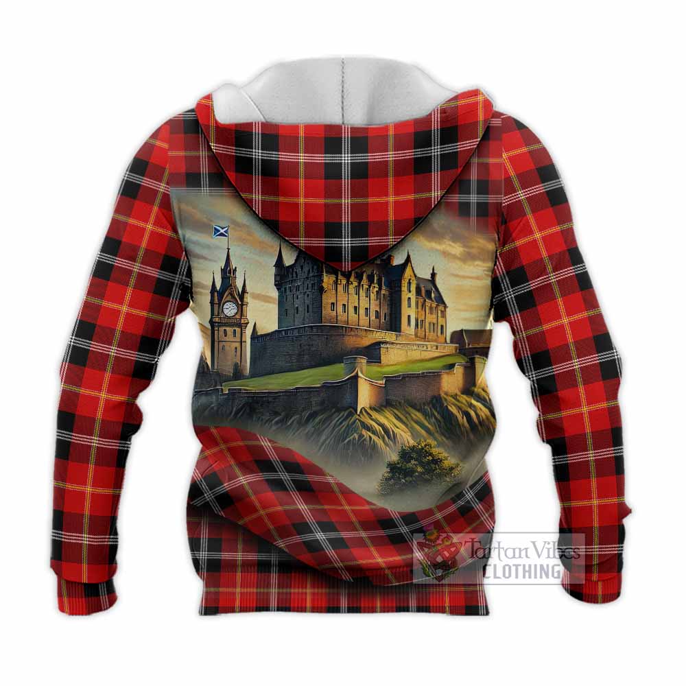 Majoribanks Tartan Family Crest Knitted Hoodie with Scottish Ancient Castle Style - Tartan Vibes Clothing