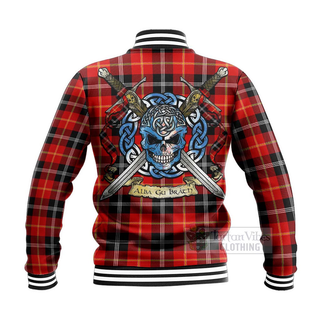 Majoribanks Tartan Baseball Jacket with Family Crest Celtic Skull Style - Tartan Vibes Clothing