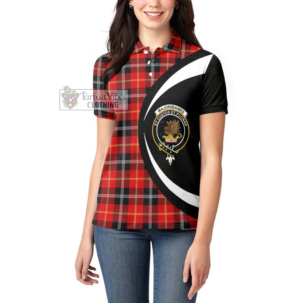 Majoribanks Tartan Women's Polo Shirt with Family Crest Circle Style - Tartan Vibes Clothing