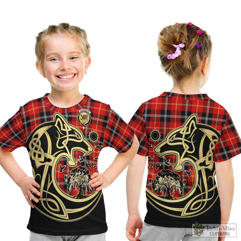 Majoribanks Tartan Kid T-Shirt with Family Crest Celtic Wolf Style - Tartan Vibes Clothing