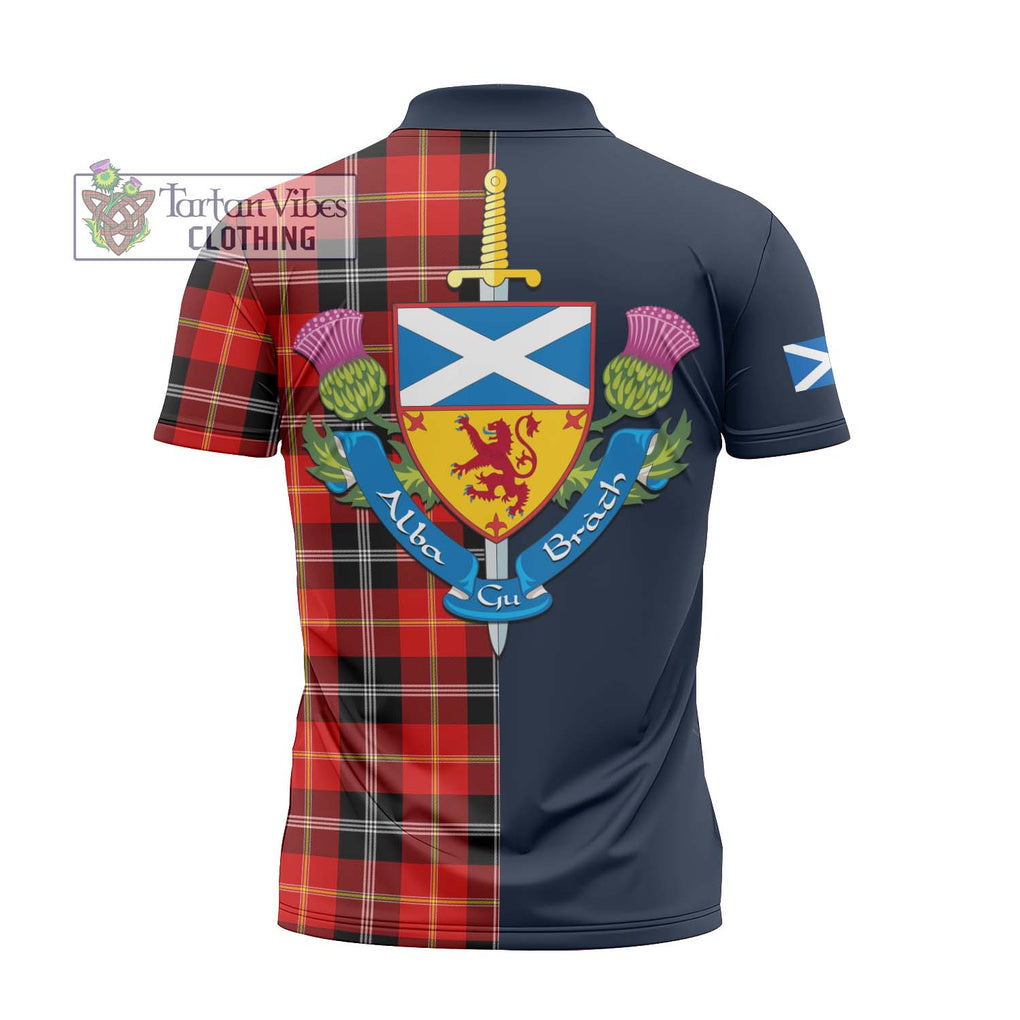 Majoribanks Tartan Zipper Polo Shirt Alba with Scottish Lion Royal Arm Half Style - Tartan Vibes Clothing