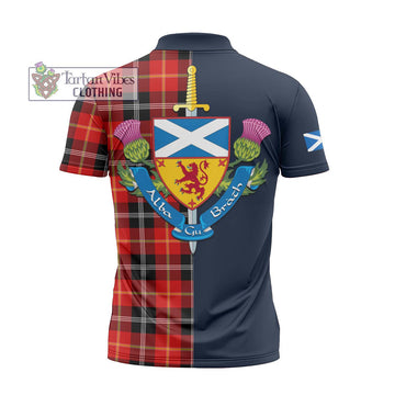 Majoribanks Tartan Zipper Polo Shirt Alba with Scottish Lion Royal Arm Half Style - Tartan Vibes Clothing