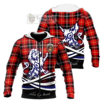 Majoribanks Tartan Knitted Hoodie with Alba Gu Brath Regal Lion Emblem Unisex Knitted Zip Hoodie - Tartan Vibes Clothing