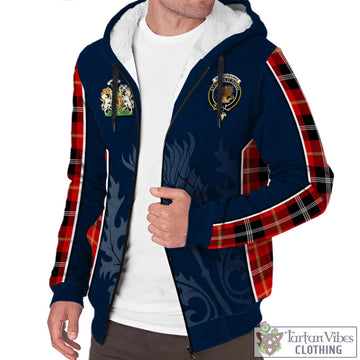 Majoribanks Tartan Sherpa Hoodie with Family Crest and Scottish Thistle Vibes Sport Style