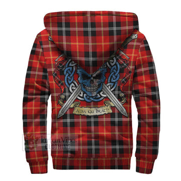 Majoribanks Tartan Sherpa Hoodie with Family Crest Celtic Skull Style - Tartan Vibes Clothing
