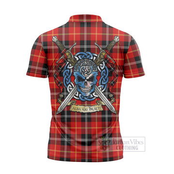 Majoribanks Tartan Zipper Polo Shirt with Family Crest Celtic Skull Style - Tartan Vibes Clothing