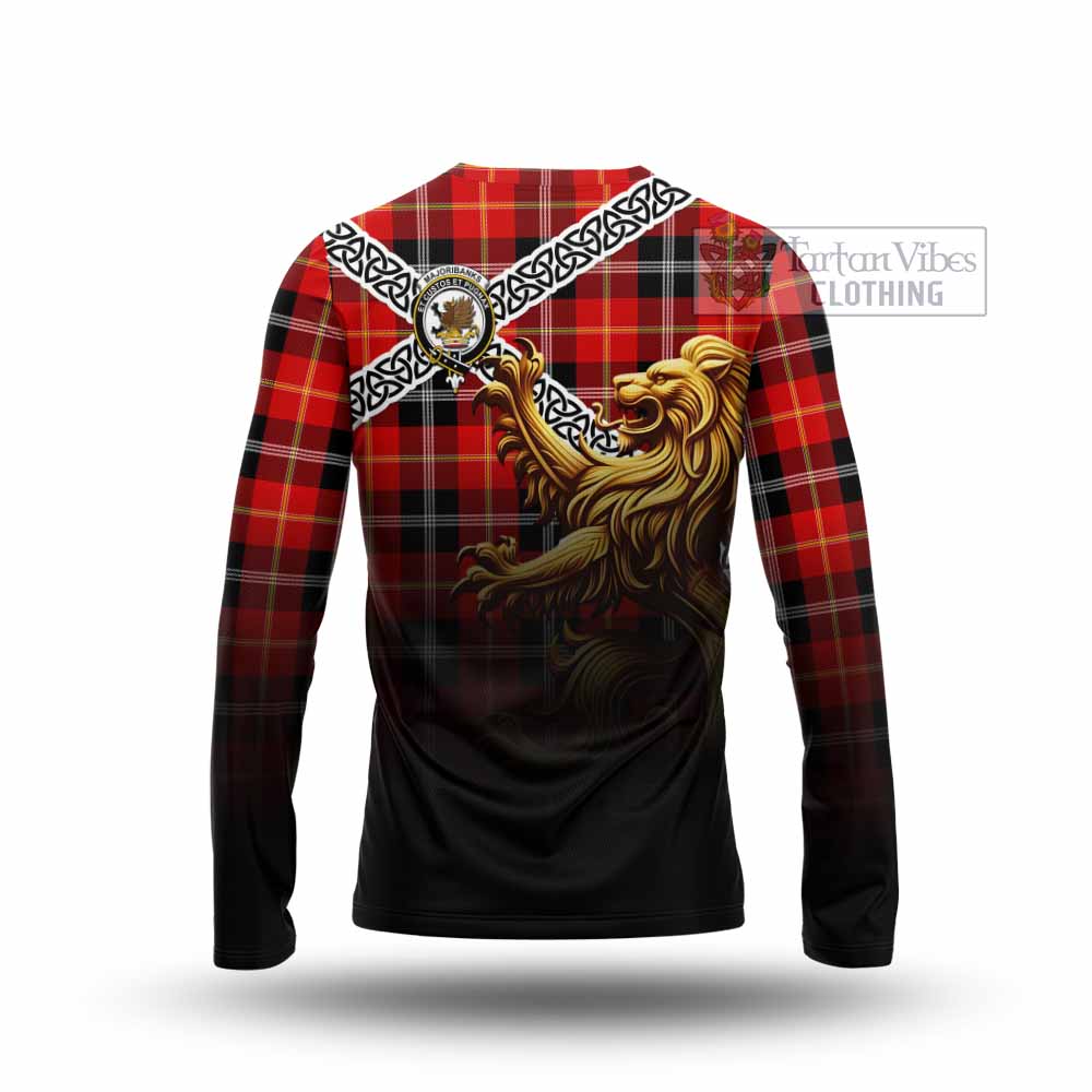 Majoribanks Crest Tartan Long Sleeve T-Shirt with Golden Lion Emblem Celtic Style - Tartan Vibes Clothing