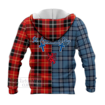 Majoribanks Tartan Knitted Hoodie Happy St. Andrew's Day Half Tartan Style - Tartan Vibes Clothing
