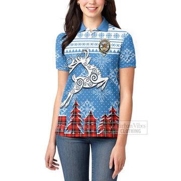 Majoribanks Clan Christmas Women's Polo Shirt Celtic Reindeer Style - Tartan Vibes Clothing