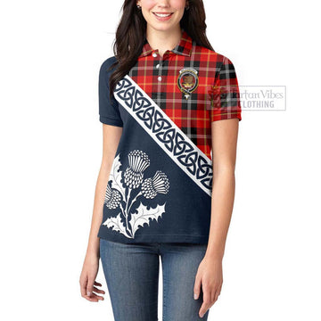 Majoribanks Tartan Women's Polo Shirt Featuring Thistle and Scotland Map - Tartanvibesclothing Store