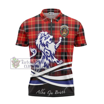 Majoribanks Tartan Zipper Polo Shirt with Alba Gu Brath Regal Lion Emblem - Tartan Vibes Clothing