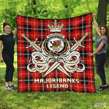 Majoribanks Tartan Quilt with Clan Crest and the Golden Sword of Courageous Legacy - Tartan Vibes Clothing