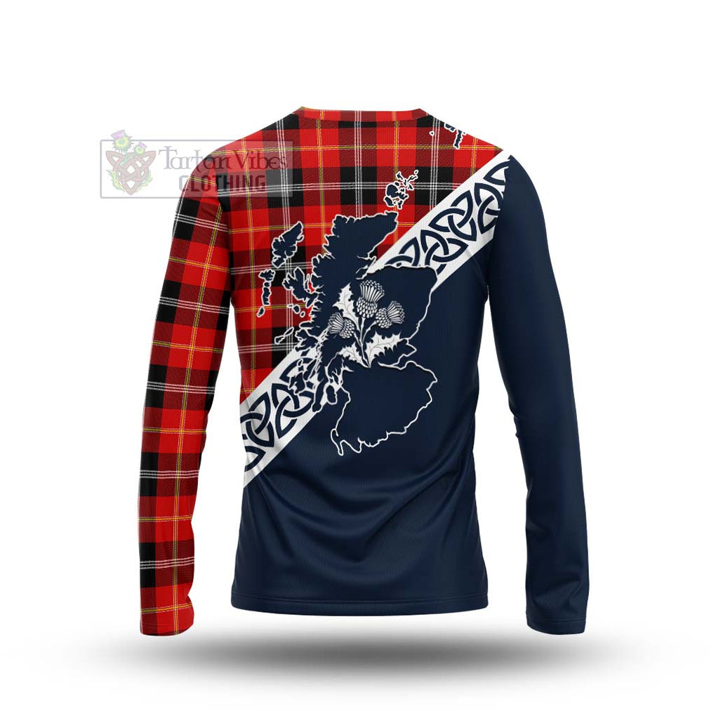 Majoribanks Tartan Long Sleeve T-Shirt Featuring Thistle and Scotland Map - Tartan Vibes Clothing