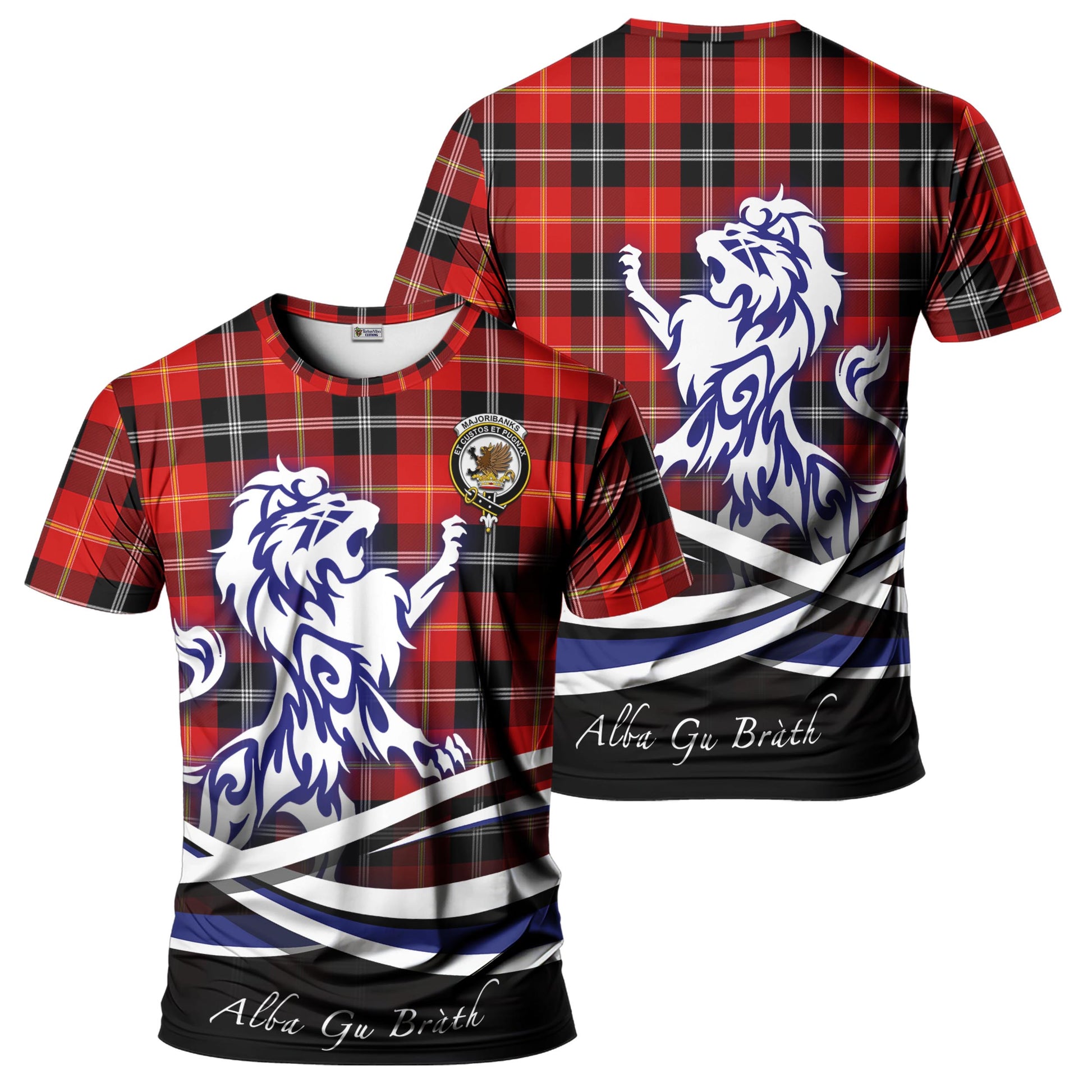 Majoribanks Tartan T-Shirt with Alba Gu Brath Regal Lion Emblem - Tartan Vibes Clothing