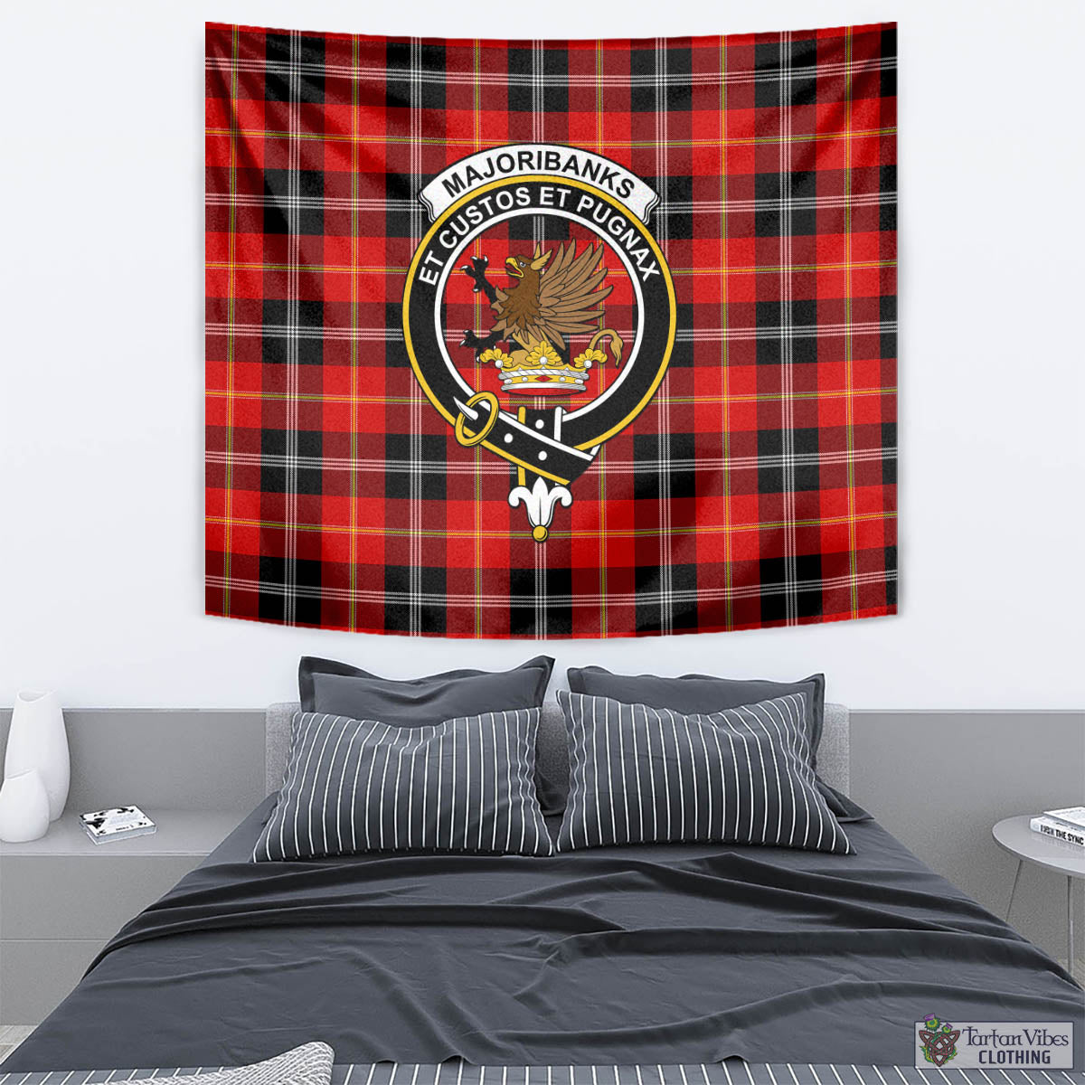 Majoribanks Tartan Tapestry Wall Hanging and Home Decor for Room with Family Crest - Tartan Vibes Clothing