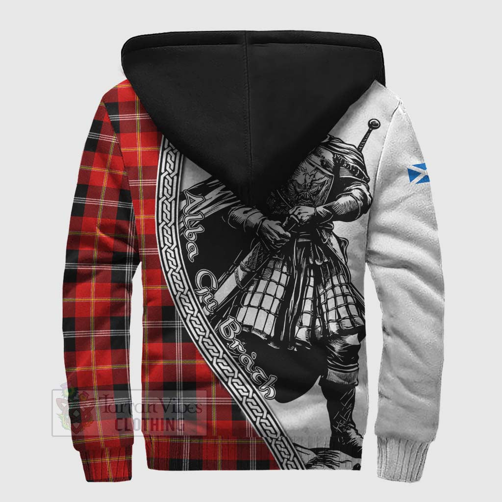 Majoribanks Tartan Clan Crest Sherpa Hoodie with Highlander Warrior Celtic Style - Tartan Vibes Clothing