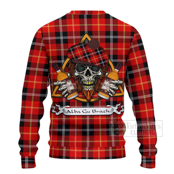 Majoribanks Tartan Ugly Sweater with Family Crest and Bearded Skull Holding Bottles of Whiskey - Tartan Vibes Clothing